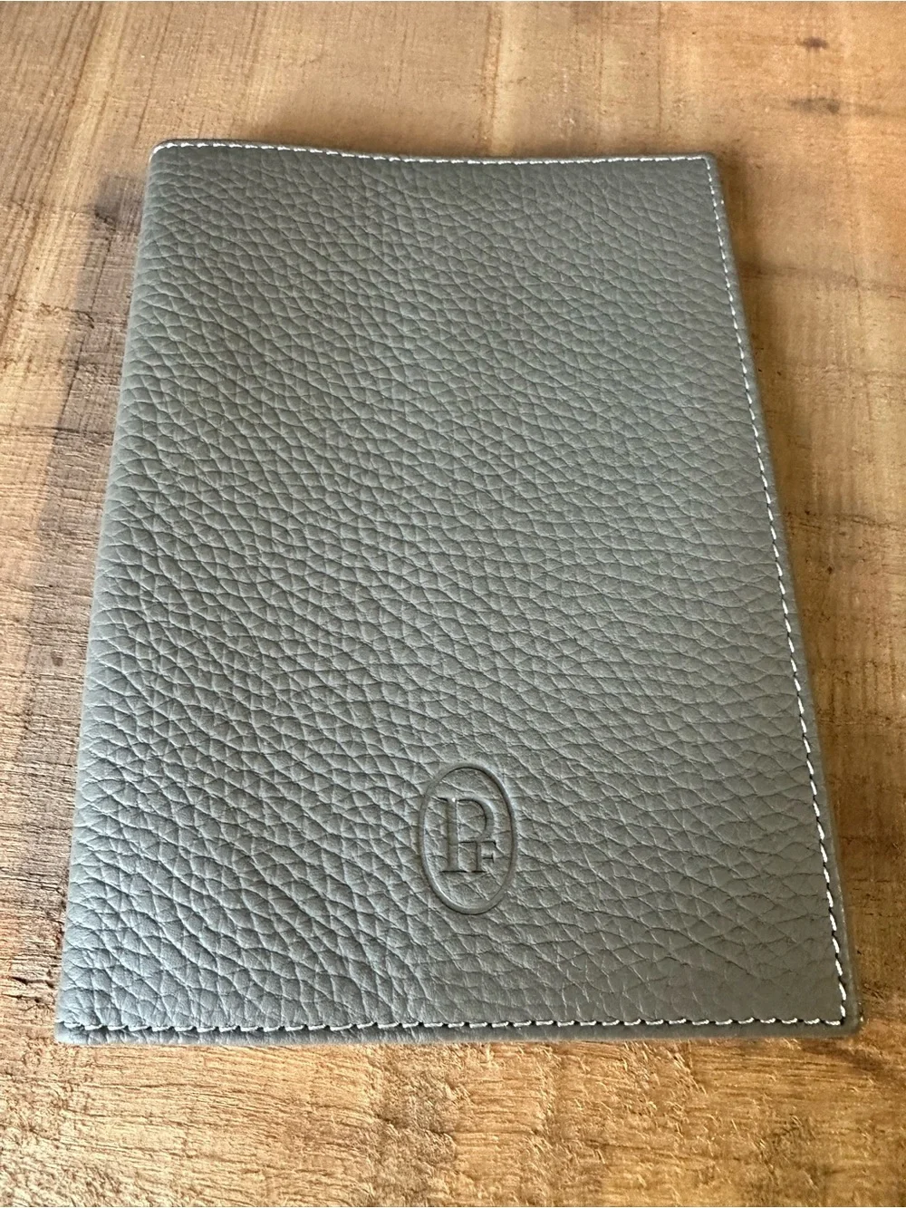 Parmigiani Fleurier Pebbled Leather Passport Holder Gray Swiss Luxury
